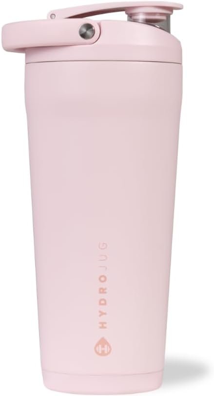 HydroJug 24 oz New Stainless Steel Shaker – Insulated, Leakproof, BPA-Free with Silent Mixing Grate – No Clumps, No Noise – Premium Shaker for Fitness, Sports & Everyday Use, Pink Sand