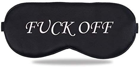 Sleep Eye Mask for Men Women, Night Sleep Mask, Block Out Light, Soft Comfort Eye Shade Cover for Travel Office Home Blindfold with Adjustable Strap Black (Off White)