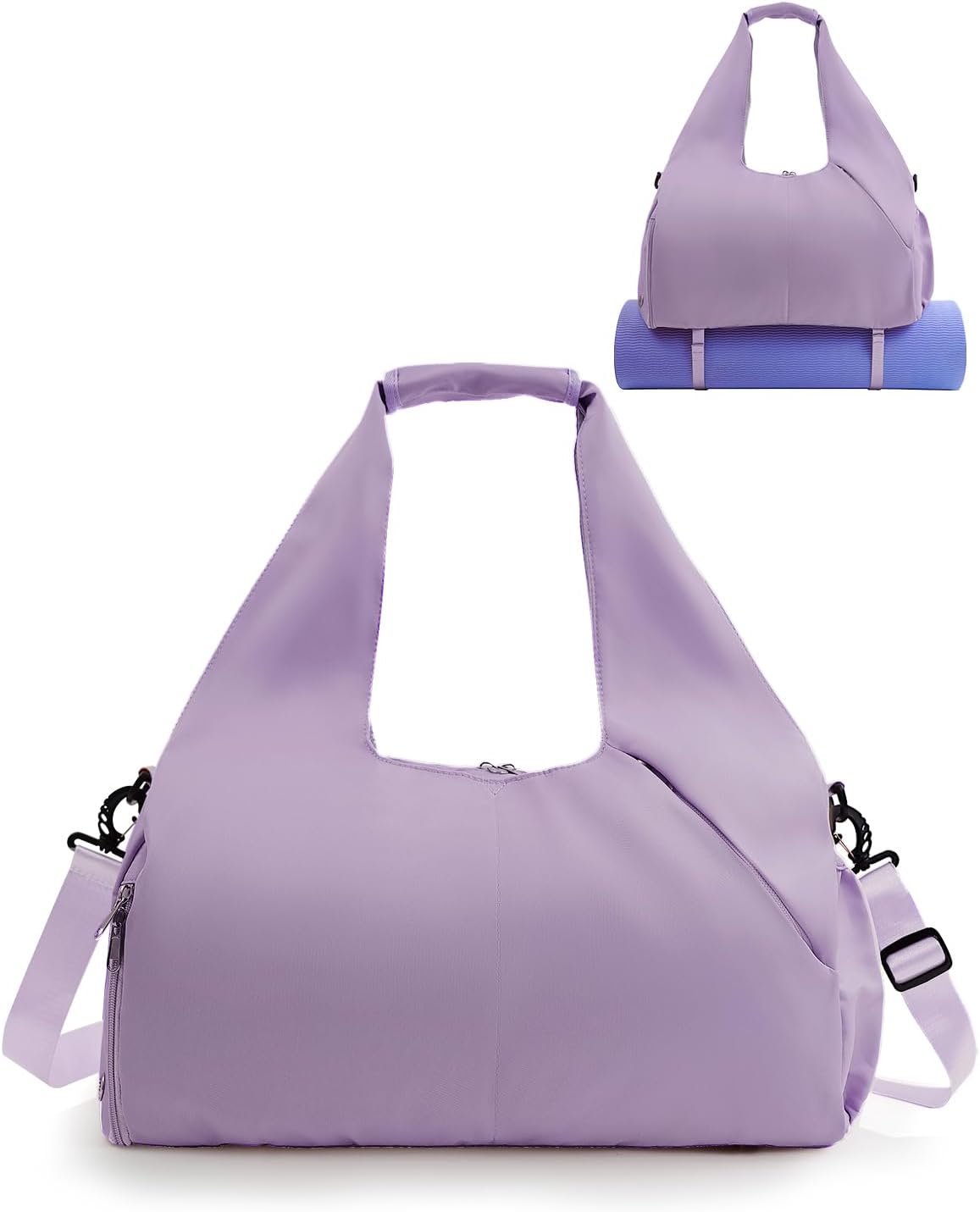 RHDZO Gym Bag for Women with Shoe Compartment Yoga Mat Bag with Wet Pocket and Water Bottle Holder Weekender Bag with Strap