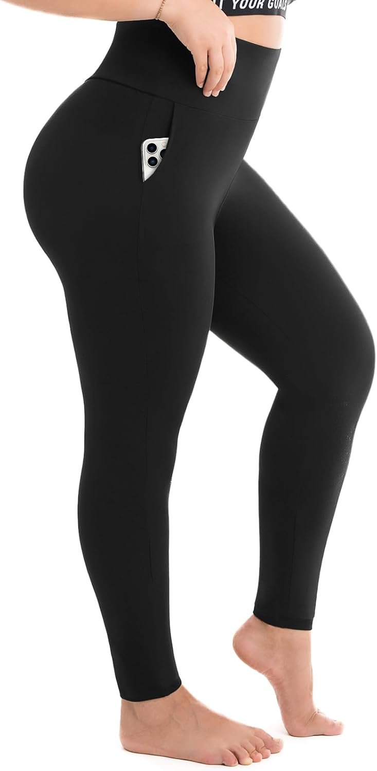 SINOPHANT Plus Size Leggings for Women with Pockets,Women’s High Waisted Stretchy XXL-4XL Leggings for Gym Workout