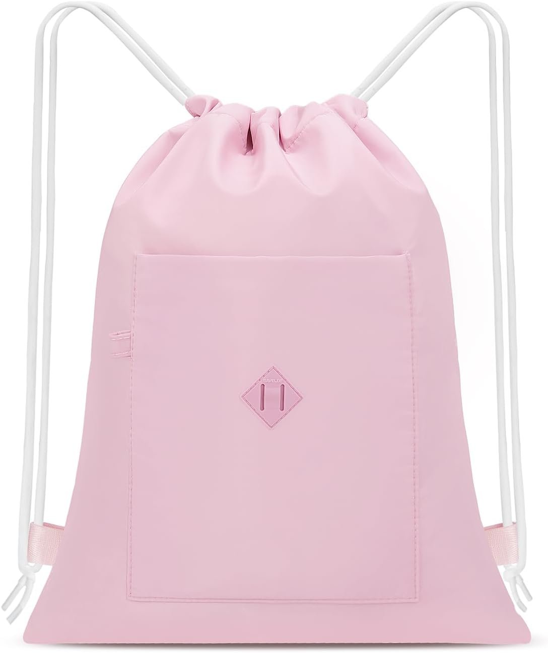 BAVELOE Drawstring Backpack Sports Gym Sackpack with Pockets Water Resistant Cinch String Bag for Women Men（Pink）