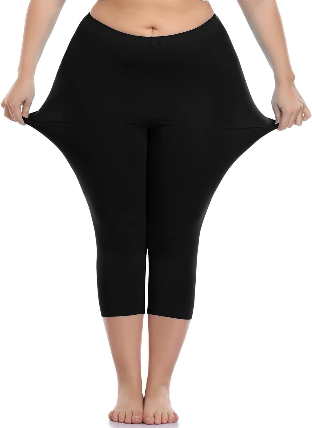 VOGUEMAX Women’s Capri Leggings Plus Size Stretch and Comfy High Waisted Three-Quarter Leggings Plus