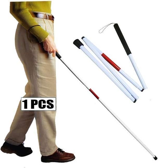 Folding Cane Blind Stick Walking Cane White for The Blind Person Visually Impaired Gadgets Collapsible Cane Mobility Stick Telescoping Canes Accessories for Blind Women Men Gifts (49 inch)