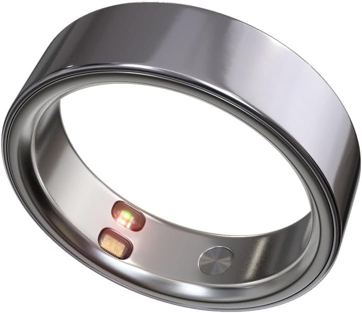 Smart Ring Health Tracker 5ATM Waterproof Sport Ring Exclusive Vibration Alerts Titanium Blood Oxygen/Sleep/Emotional Management Women Cycle Prediction Compatible with iOS/Android Arctic Silver 6.5