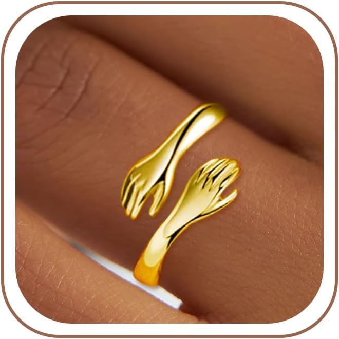 C-leen Stainless Steel Rings for Her, Adjustable 18K Gold/Sliver Filled Ring Jewelry Christmas Mothers Day Birthday Gifts for Daughters Mom Sister Wife Friends Grandma