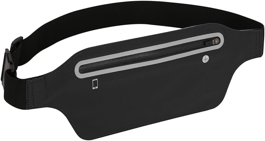 Fanny Packs for Women,Waterproof Fanny Pack for Men,Adjustable Running Belt Waist Pack Slim Expandable Pocket Belt,iPhone Running Holder Cell Phone Elastic Waist Pouch Bag for Galaxy Black
