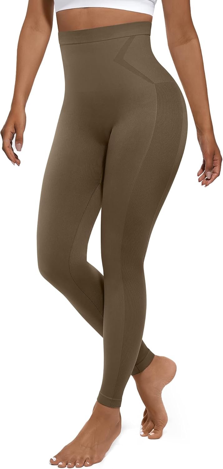 FeelinGirl Leggings for Women Tummy Control High Waisted Compression Leggings Seamless Shapewear Pants Non-See-Through
