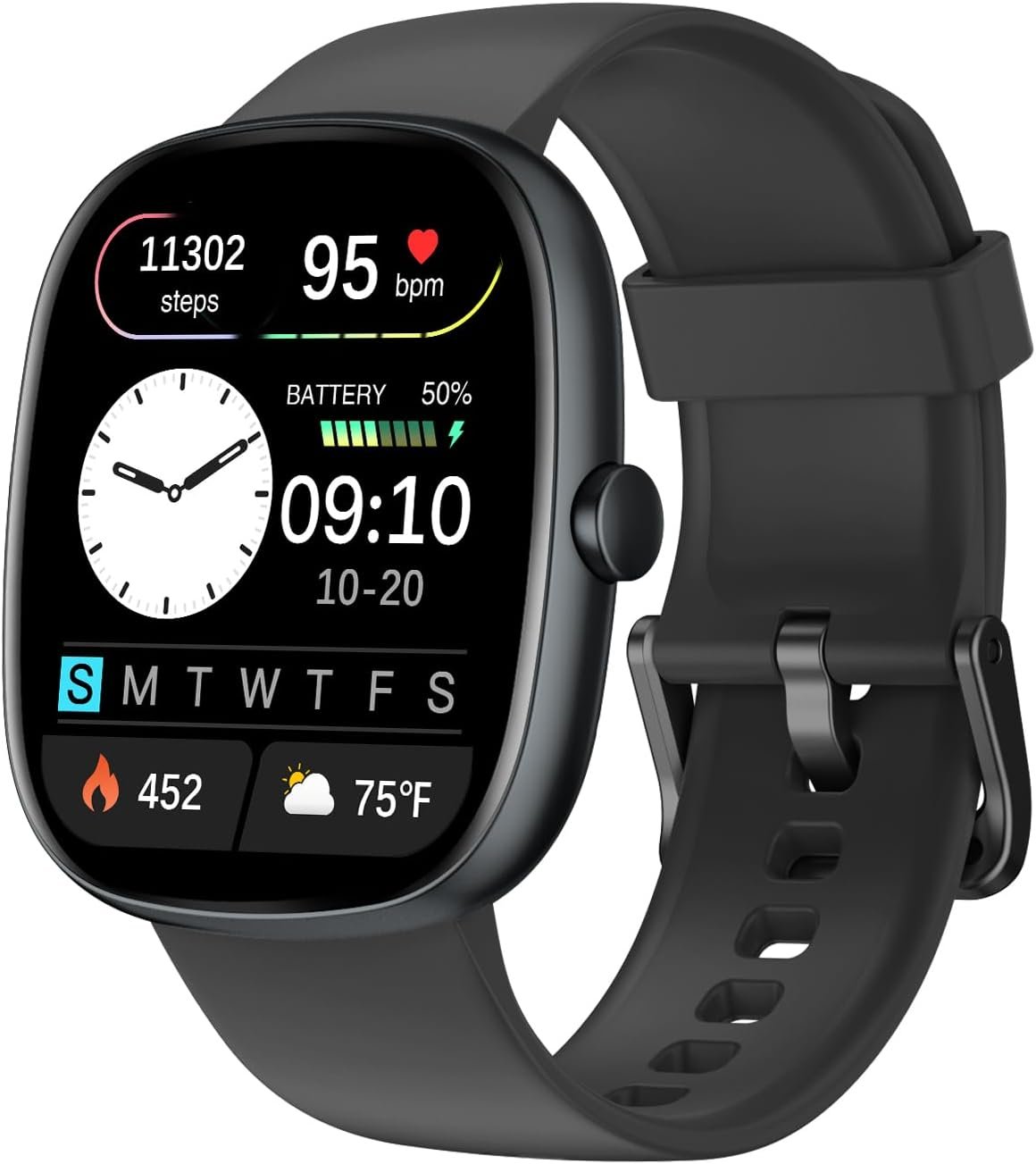 Fitness Trackers for Men Women with Bluetooth Call 24/7 Heart Rate & Blood Oxygen Monitor Sleep Tracker, Steps/Calories Counter Stopwatch/Timer/Alarm Clock, Pedometer for Walking Waterproof (Black)
