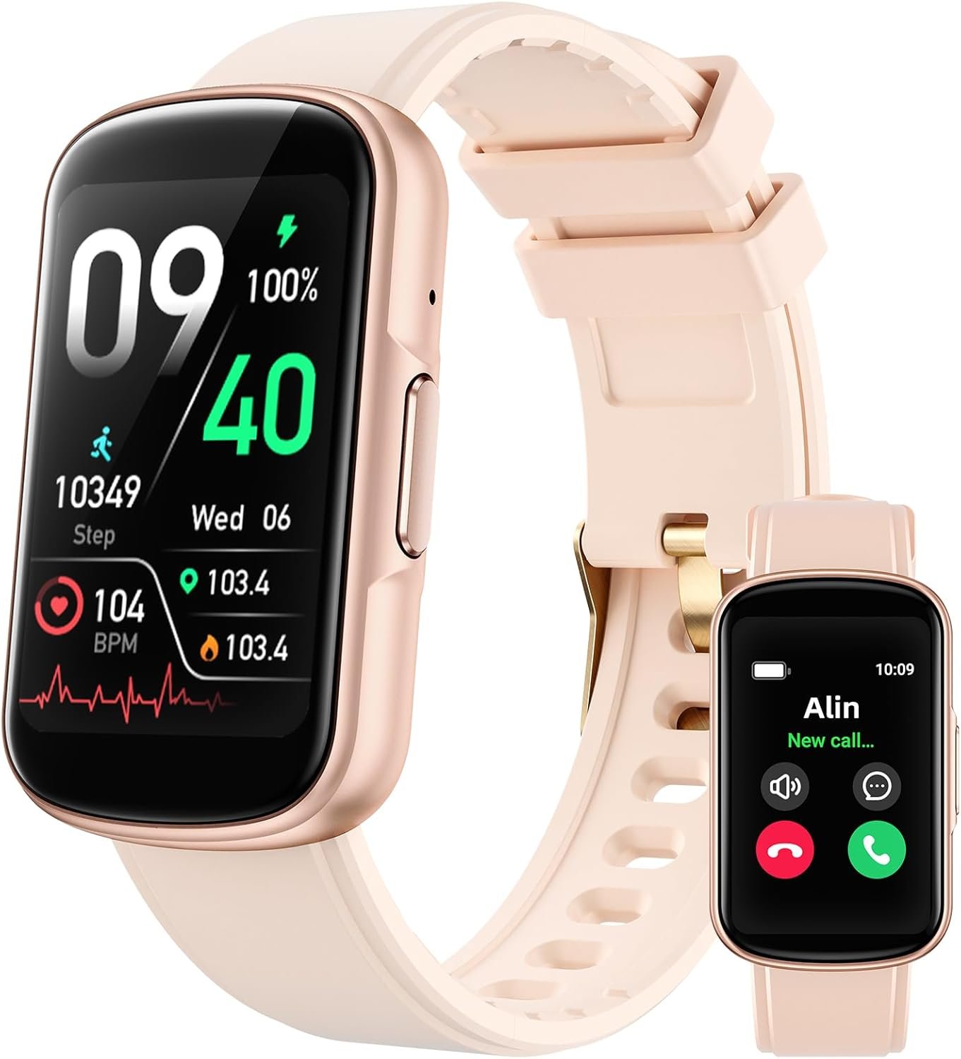 Parsonver Fitness Tracker with Step Counter/Calories/Stopwatch, Health Activity Tracker with Heart Rate Sleep Monitor, IP68 Waterproof Smart Watch 110+ Sport Modes Pedometer Watch for Women, Rose Gold