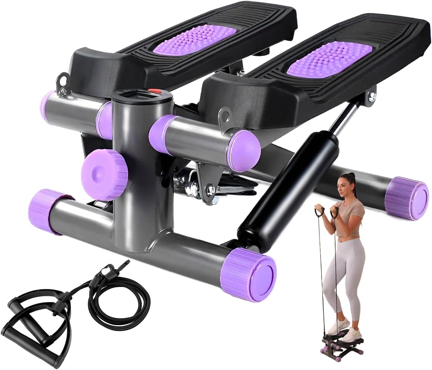 YYJO Steppers for Exercise at Home, Mini Stepper with Resistance Bands Quiet Portable Stair Stepper for Buttocks Lifting and Body Shaping