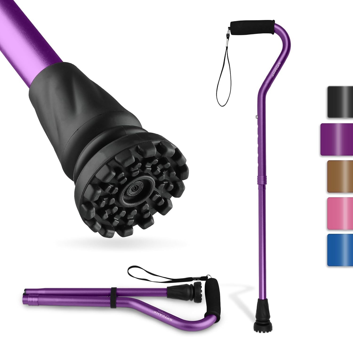GPTCAMP Walking Cane and Walking Stick for Men Women,Lightweight Folding Canes with Offset Soft Cushioned Handle,Adjustable & Collapsible,Mobility & Leg Surgery Recovery