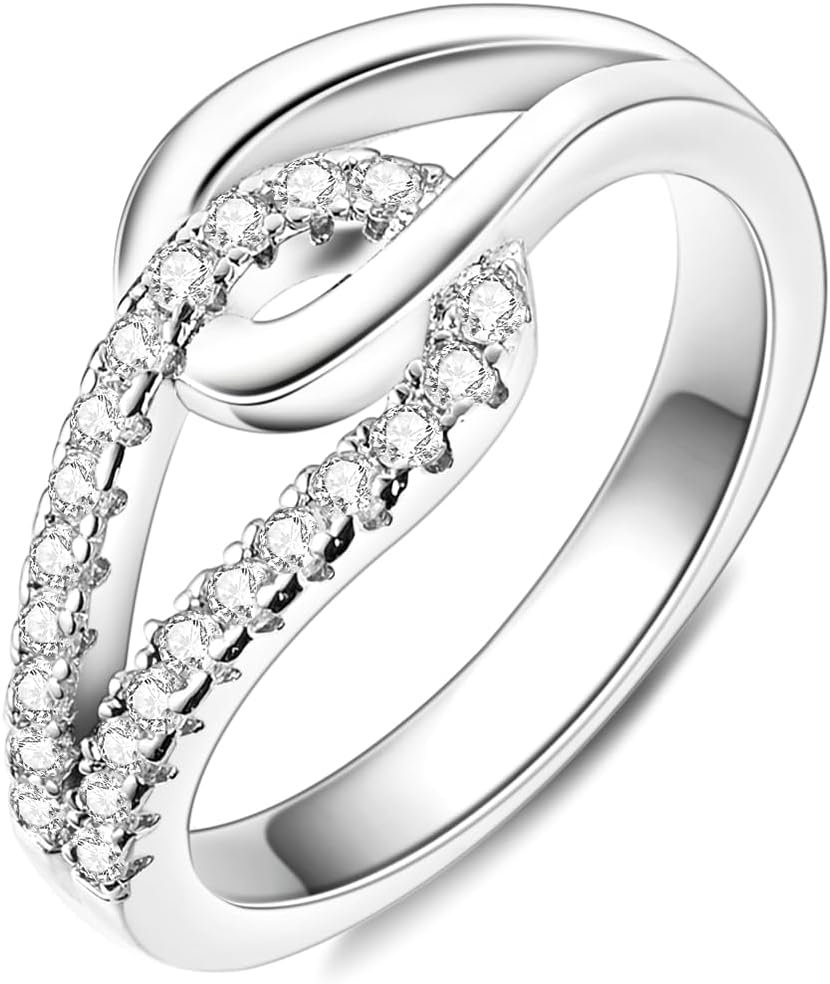 Hapour 925 Sterling Silver Celtic Knot Stackable Rings Simple Infinity Promise Ring Women Trendy Jewelry Gifts for Her Ring Size 6-9
