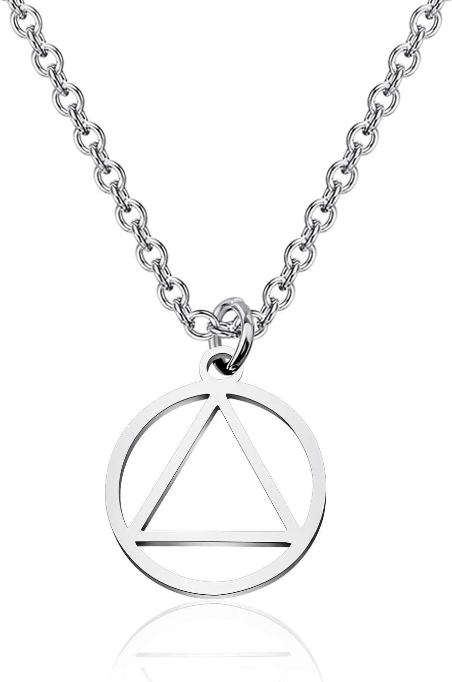 KUIYAI Recovery AA Necklace Keychain Alcoholics Anonymous Gifts for Men Women
