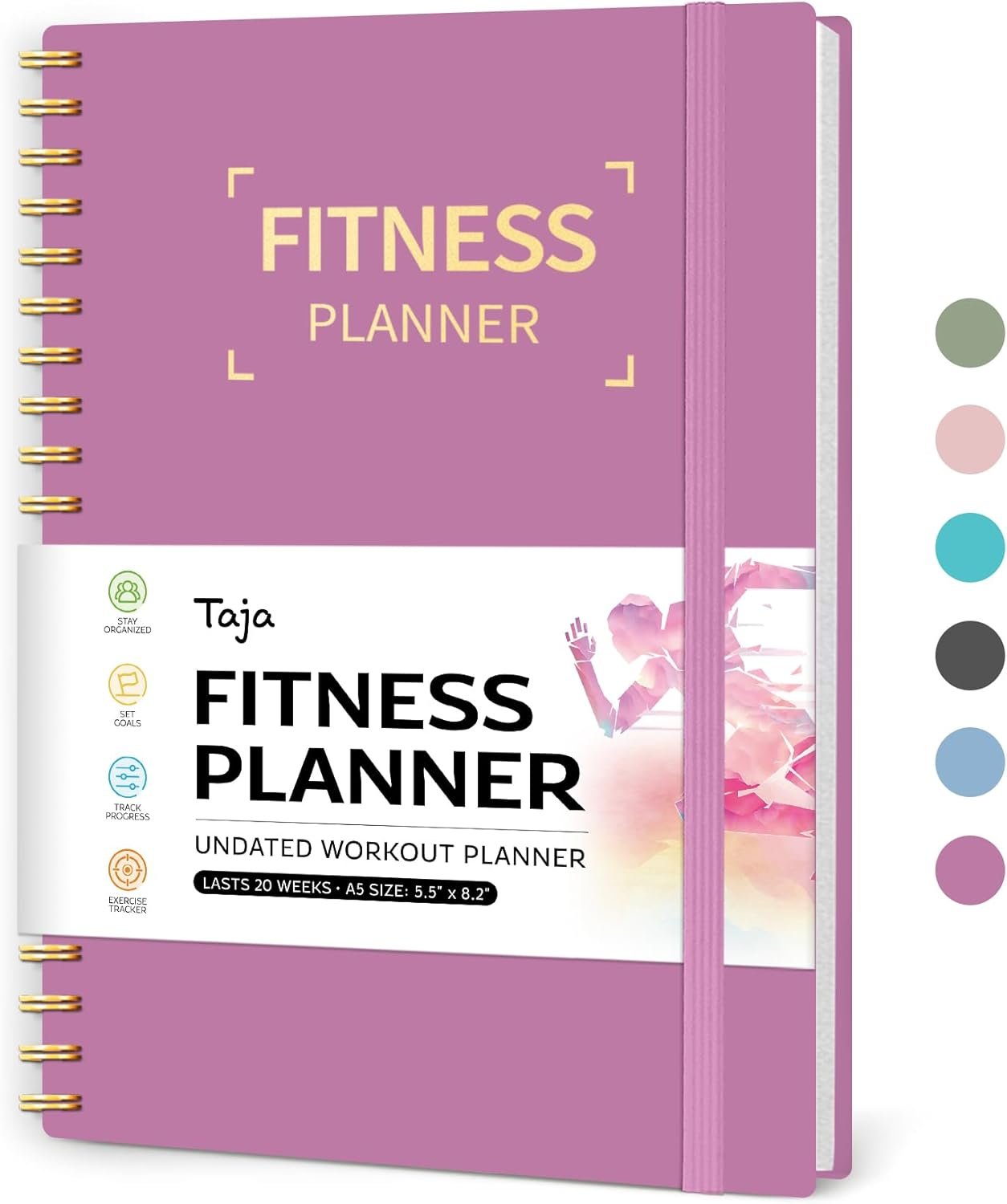 Fitness Workout Journal for Women & Men, A5(5.5″ x 8.2″) Workout Log Book Planner for Tracking, Progress, and Achieving Your Wellness Goals-Purple