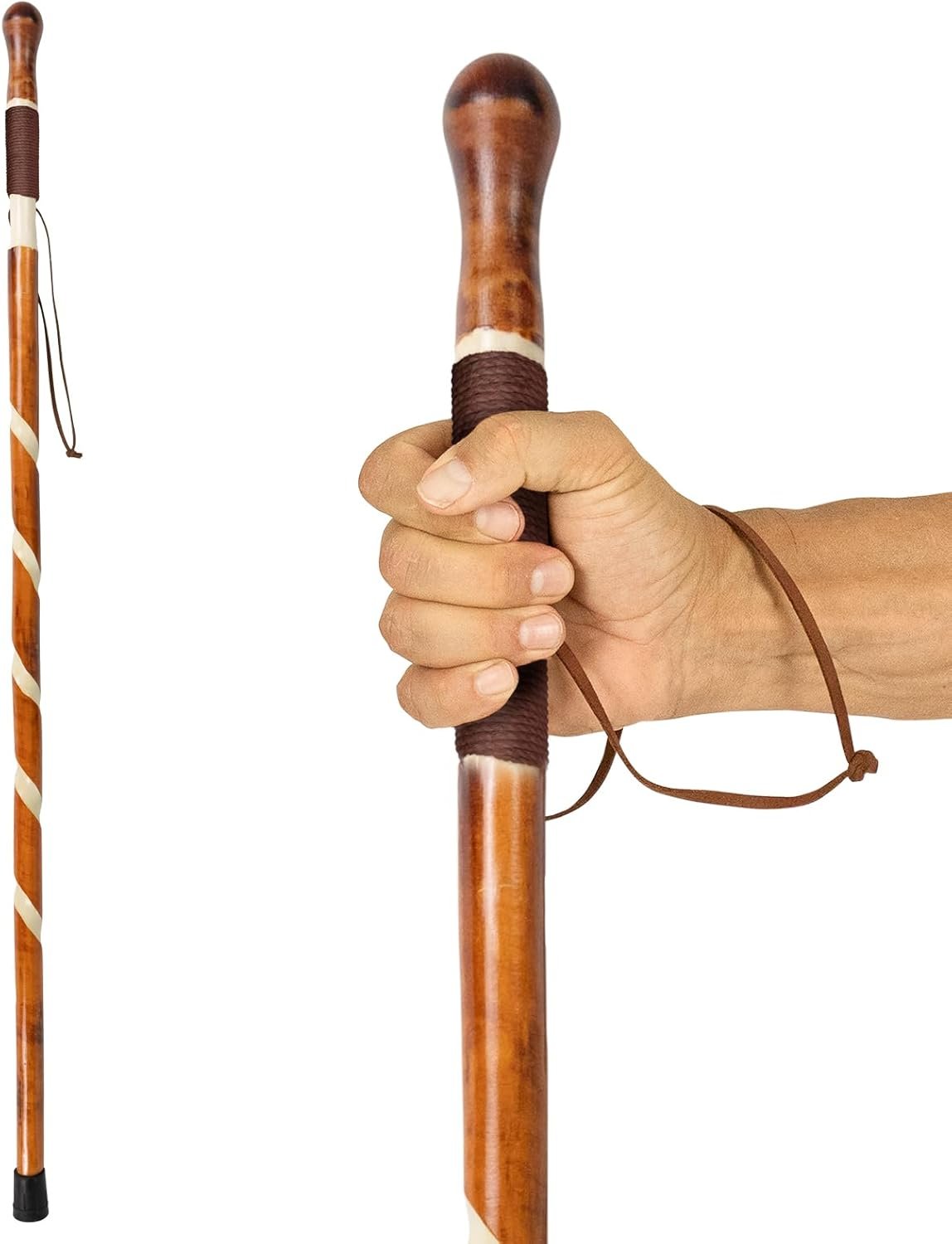 Vive Wooden Walking Stick – Willow Cane for Seniors Hiking & Balance – Heavy Duty Carved Twisted Wood Sticks for Men & Women – Stylish Support Pole for Outdoor Trekking & Weight Bearing