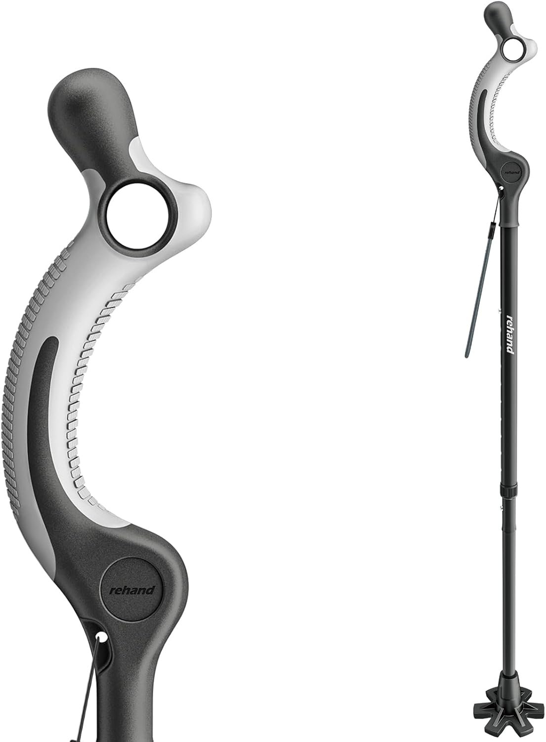 REHAND Adjustable Walking Cane for Seniors Adults – Ergonomic Anti-Slip Grip, 10 Height Settings (40″-49″), 350lbs Weight Capacity, Self-Standing Foldable Cane with Enhanced Anti Slip Base