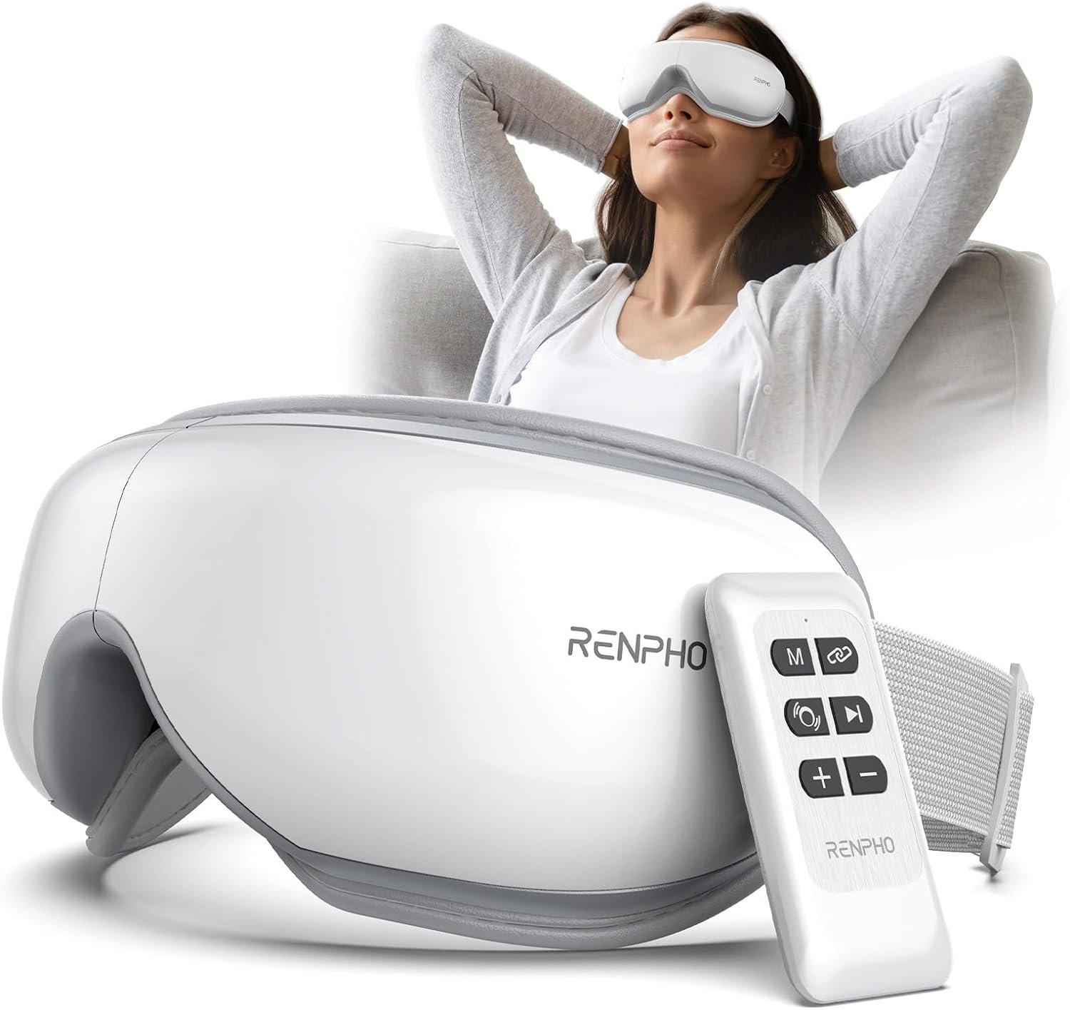 RENPHO Eye Massager with Heat, Fathers Day Birthday Gifts for Him, Dad, Women, Her, FSA Eligible HSA Items Lists, Sleep Mask with Remote Compress, Head Massager for Migraine Relief Stye Eye Eyeris 1