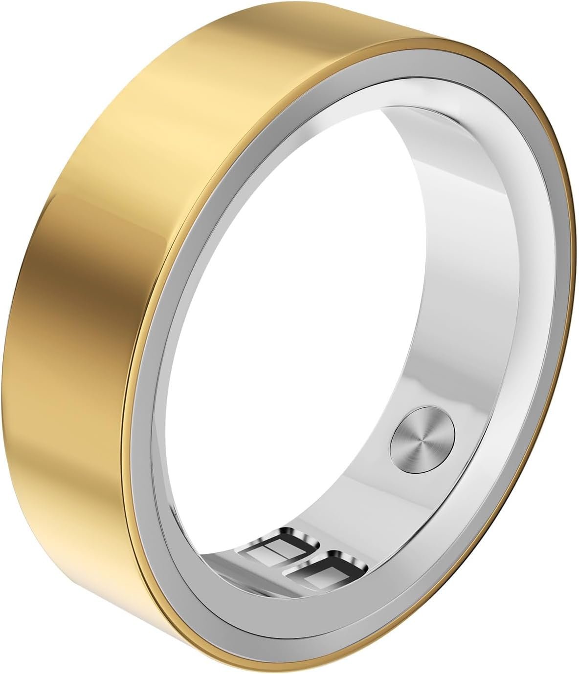 RQZ Smart Ring for Women Men, Fitness Tracker with Heart Rate Tracking, Sleep Tracking, Step Counter, Vibration Alert, 5ATM Waterproof, iOS Android Compatible, Gold Size 6