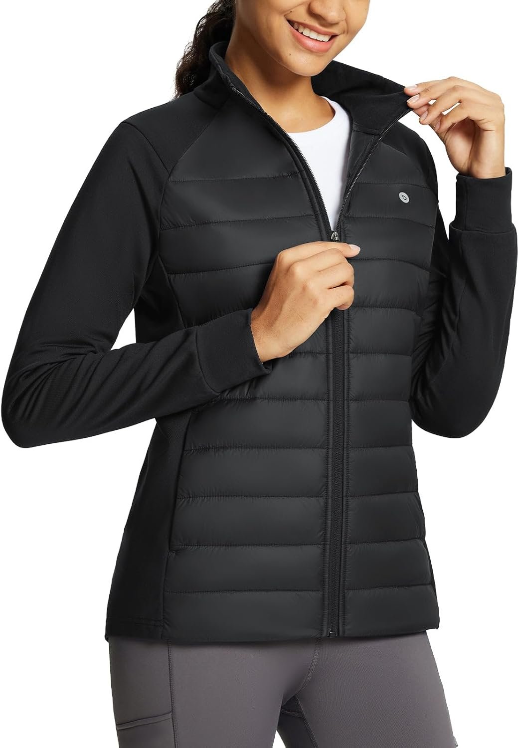 baleaf Women’s Running Jacket Winter Lightweight Water Resistant Puffer Coat Fall Cold Weather Hiking Zip Pockets