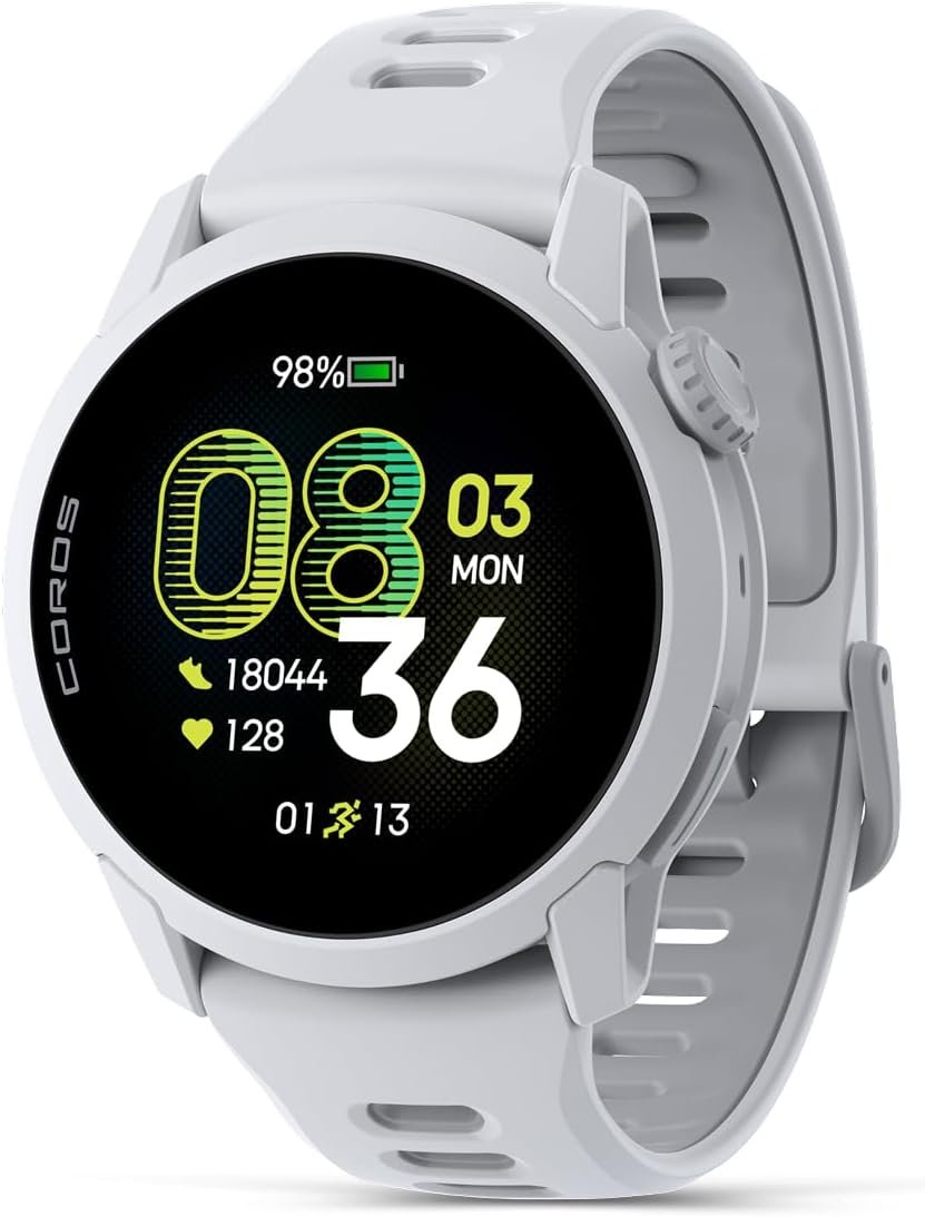 COROS PACE 4 Ultralight Sport GPS Watch, 1.2″ AMOLED Touchscreen,19 Days of Daily use, Voice Features, Advanced Training Tools, Accurate GPS, Heart Rate Monitor, Run (White Silicone)