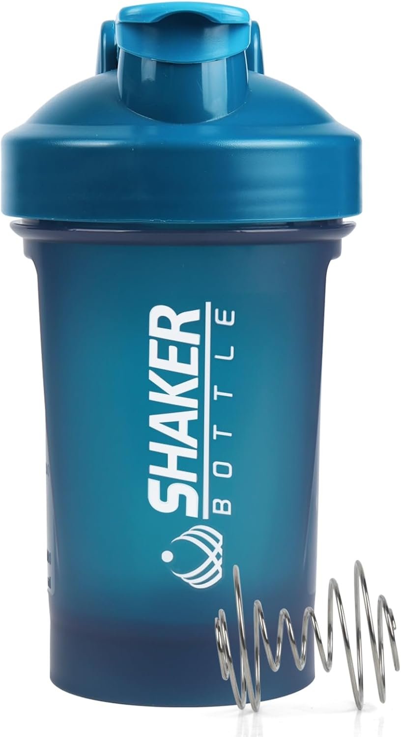 Shaker Bottle,400ml Small Protein Shaker Bottle with Mixing Ball, Portable 14oz GYM Shakes Cup for Workout,BPA free, 100% Leak Proof,Dishwasher Safe（Blue）