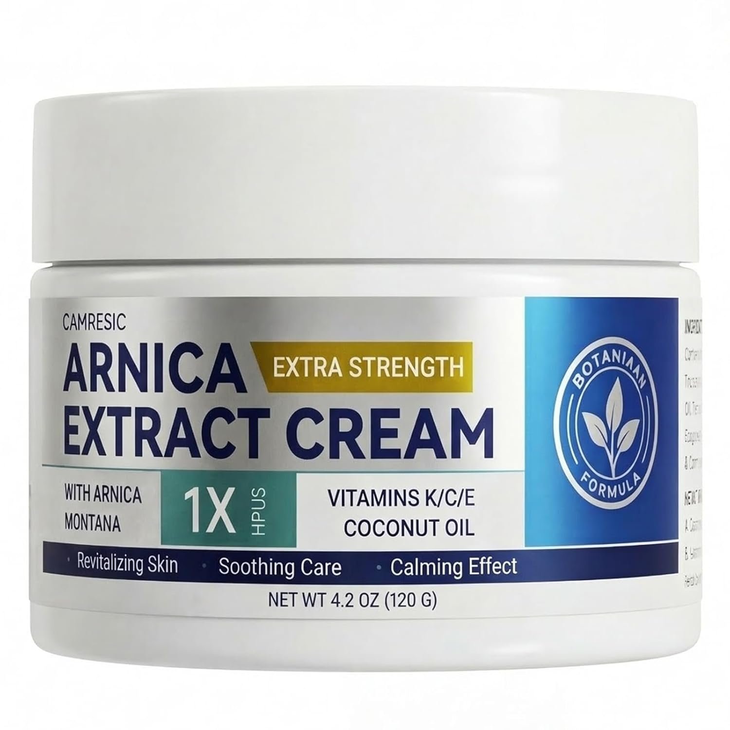 Arnica Cream Extra Strength for Discoloration & Thin Skin, Enriched with Arnica Montana & Vitamins K, C & E, Plus 9 Plant Compounds, Fast Absorbing, Long Lasting, 4 oz