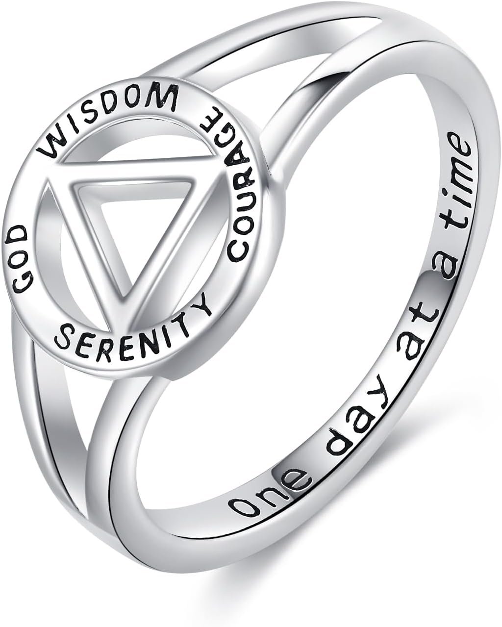 AOBOCO Sobriety Rings for Women AA Ring Sobriety Gifts 925 Sterling Silver Alcoholics Anonymous Gifts Stay Sober Recovery Jewelry for Men Women Her