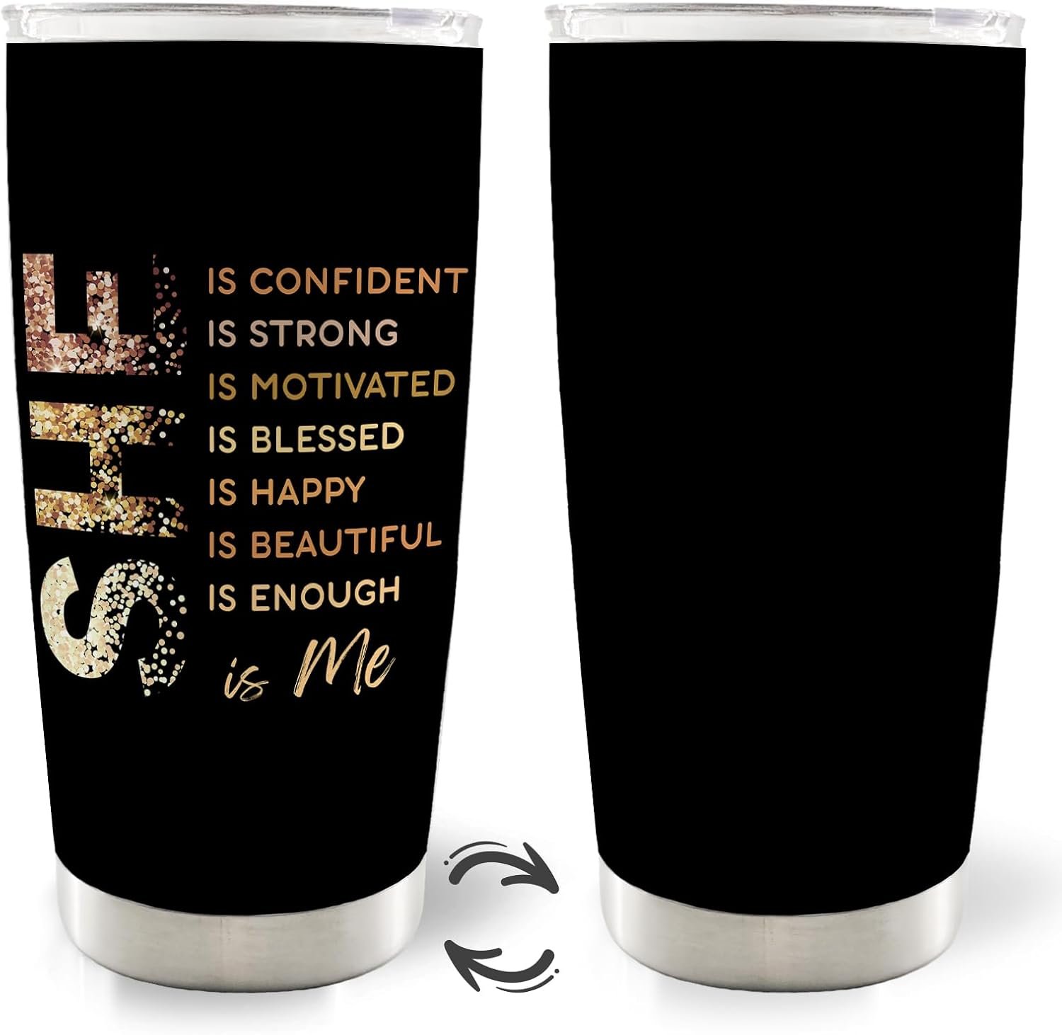 Inspirational Woman Affirmation 20oz Travel Coffee Mug Tumbler, Feminist Female Women Empowerment Gifts, Motivational She Is Me Water Stainless Steel Tumbler with Lid and Straw Drinkware