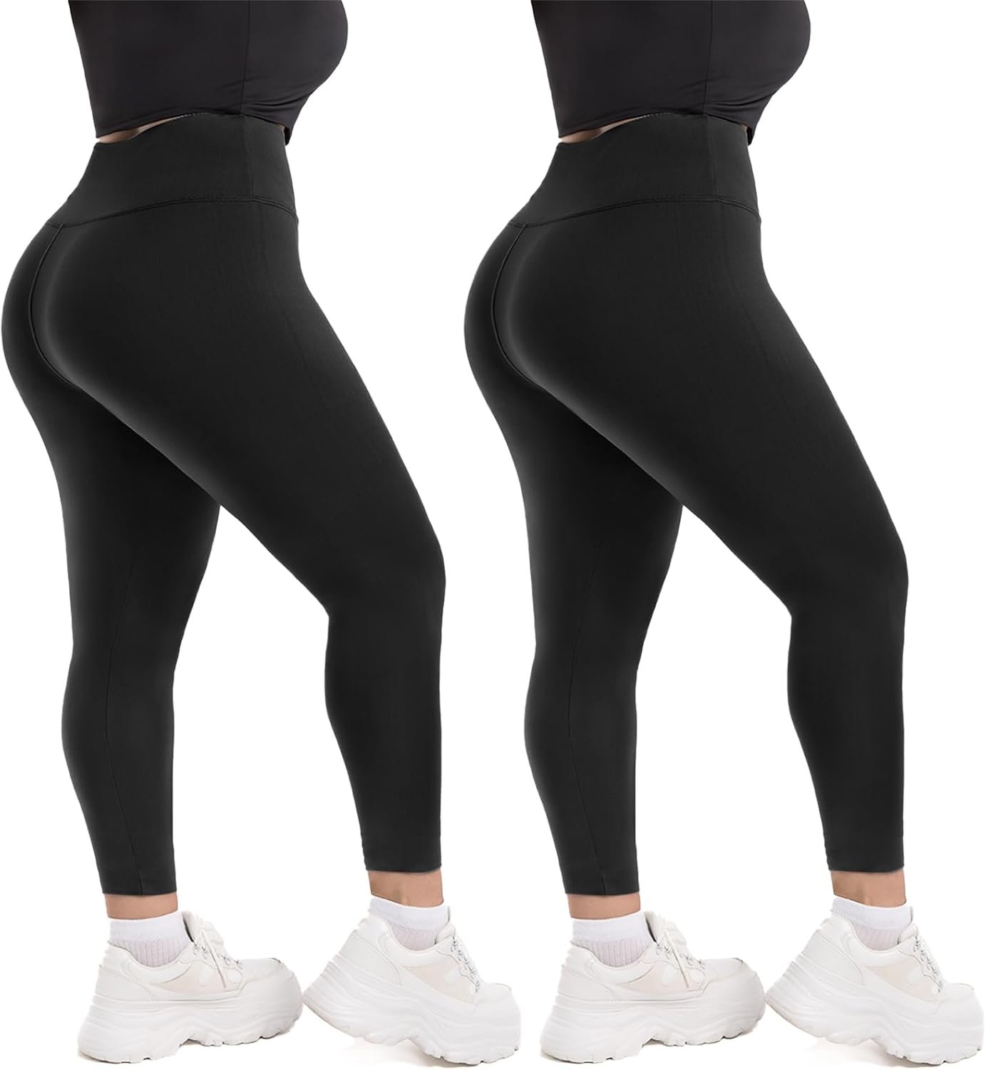 Hethrone 2-Pack Plus Size Leggings for Women, High Waisted Soft Workout Yoga Pants
