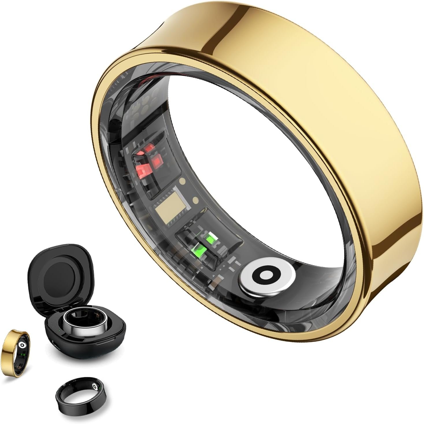 Smart Ring Health Tracker, Smart Rings for Men & Women, No Subscription Required, Long-Lasting Battery Sleep Ring, Fitness & Sleep Monitor Compatible with iOS & Android (Gold, 8)