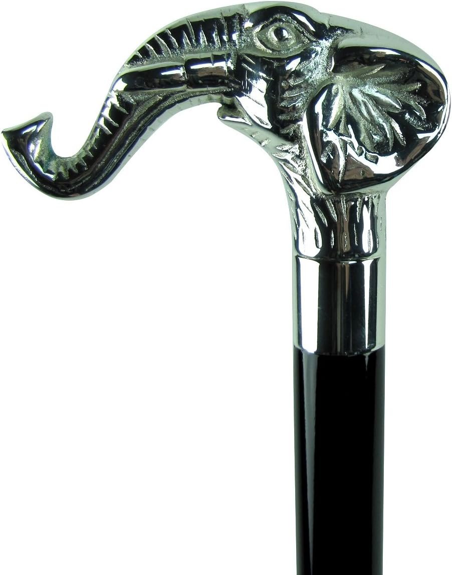 Silver Elephant Walking Stick Cane – Fancy Wooden Walking Canes for Women, Men, Seniors Balance – Mobility, Stability, Knee Support – Stylish Sticks for Elderly Assistance Products – 36″ Silver