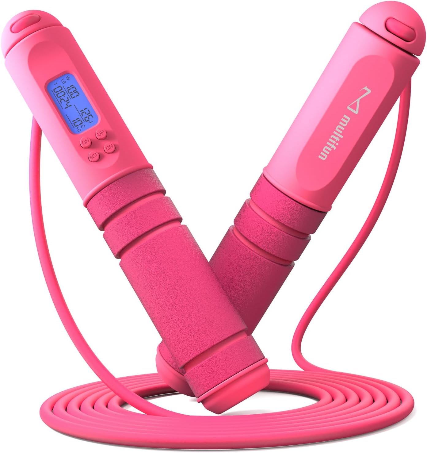multifun Digital Jump Rope with Smart Counter & Timer – Adjustable Speed Skipping Rope for Fitness, Weight Loss, Boxing, MMA – Tangle-Free Ball Bearings & Anti-Slip Handles for Men, Women, Kids.(Check 2026 New Evolution for 3s Rope Swap)