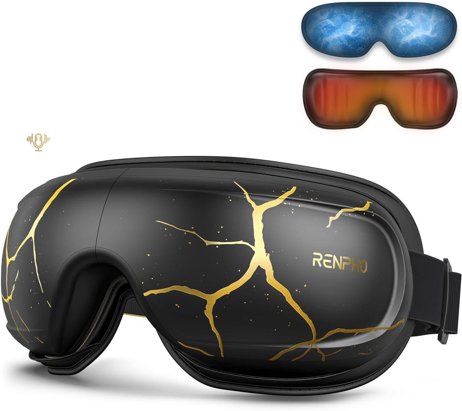 RENPHO Eye Massager with Heat and Cooling Voice Control, Fathers Day Dad Gifts for Husband Men, FSA Eligible HSA, Massaging Eye Mask for Migraine Headache Dry Eyes and Stress Relief – Eyeris Kintsugi