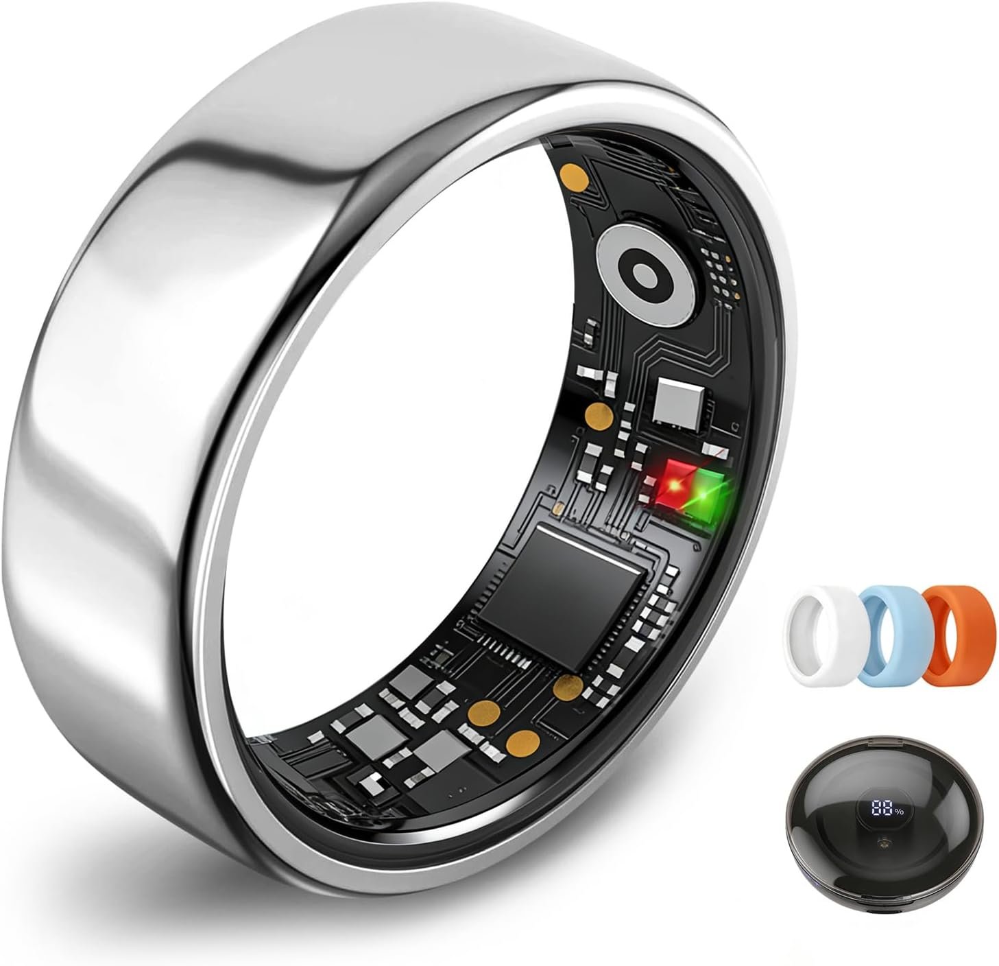 Smart Ring for Women Men,Fitness Tracker Ring,Heart Rate,Blood Oxygen,Step Tracker,Sleep Tracker,Meditation Assistance,No Subscription Fee,IP68 Waterproof Smart Ring for iphone&Android(Silver 7)