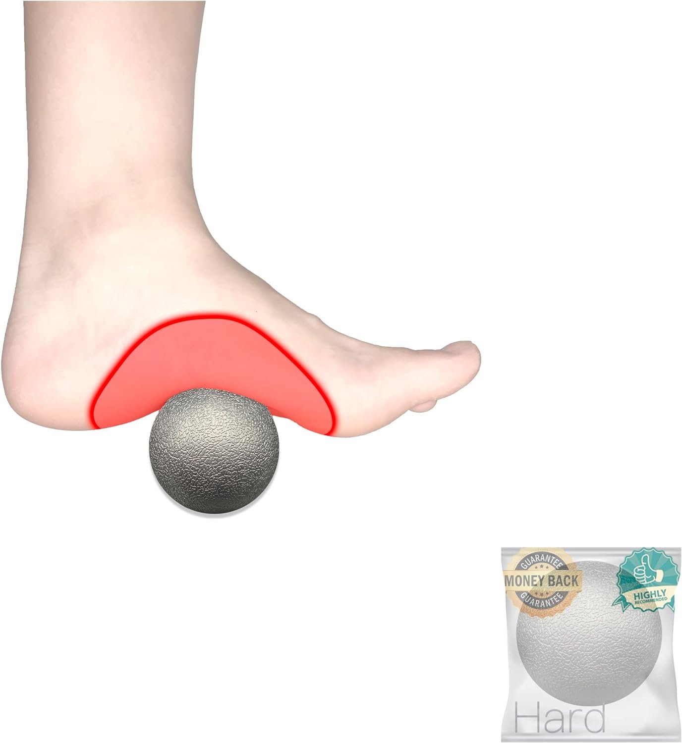 Plantar Fasciitis Relief Massage Ball – Lacrosse Ball, Foot Massage Roller & Myofascial Release Ball for Foot Pain, Trigger Point Therapy, Hard Ball for Deep Tissue & Fascia Massage
