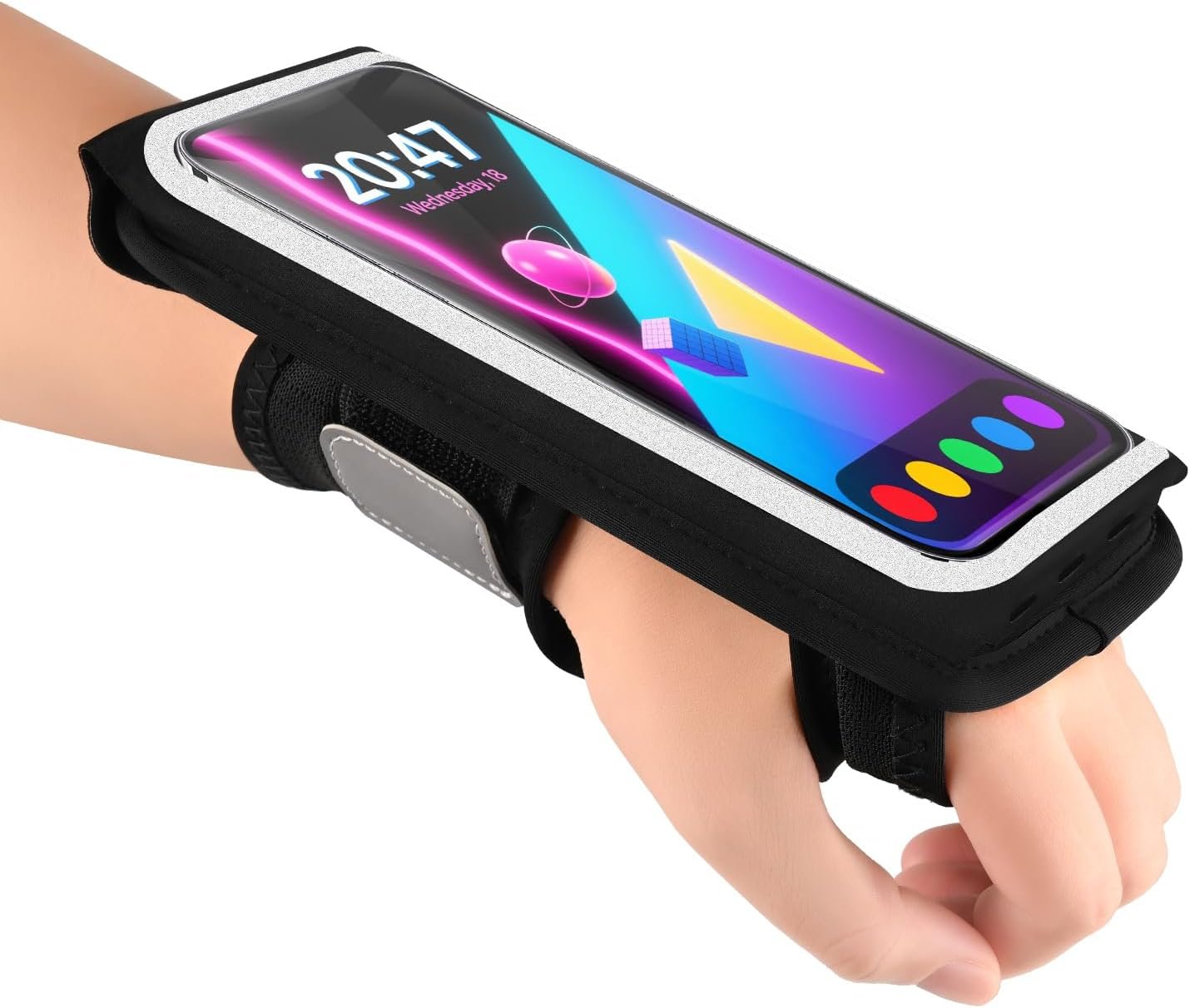 Running Armband for Phone, Adjustable Reflective Sports Wristband & Forearm Band for iPhone 17/16/15/14/13 Pro Max Samsung Galaxy S23/S22, up to 7″, Secure Fitness Phone Holder for Men Women