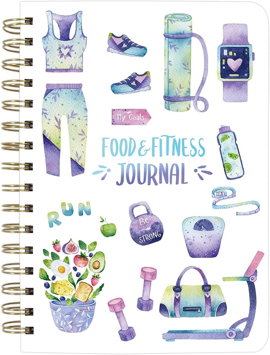 Ceiba Tree Food and Fitness Meal Workout Journal Diary Wellness Log Notebook Planner Weight Loss Diet Exercise Training Health Tracker 6.1x 8.5 inch Hard Cover