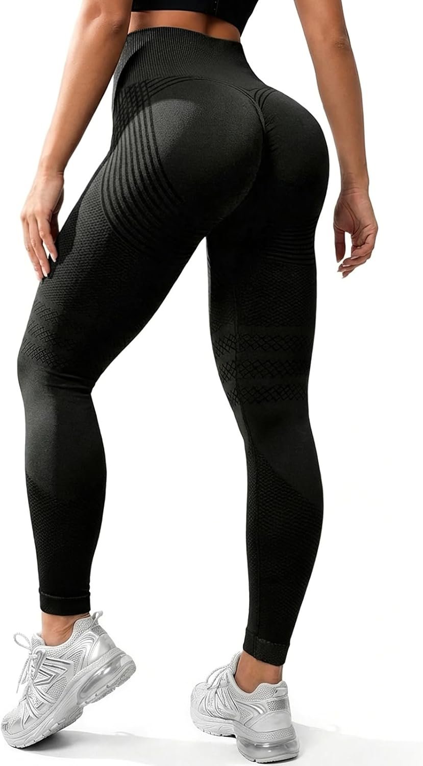 Anti Cellulite Compression 3D Leggings Women Butt Lifting Tummy Control with Resistance Bands Black