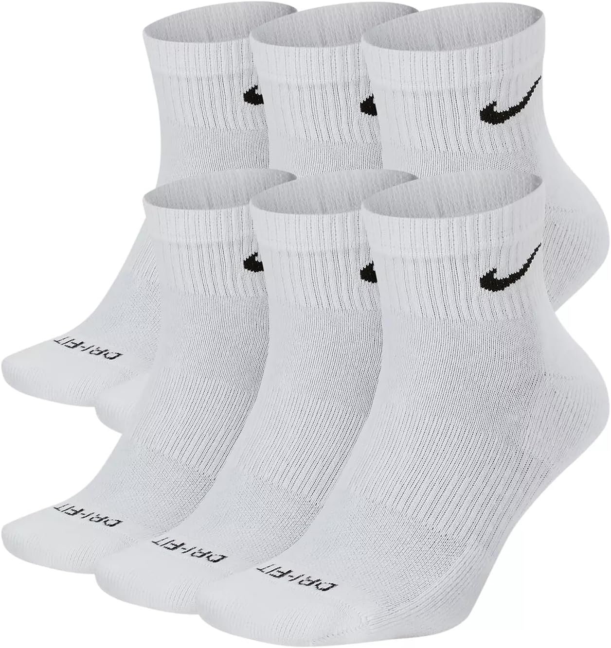 Nike Everyday Plus Dri-FIT Cushioned Ankle Athletic Training Casual Socks – 6 Pack