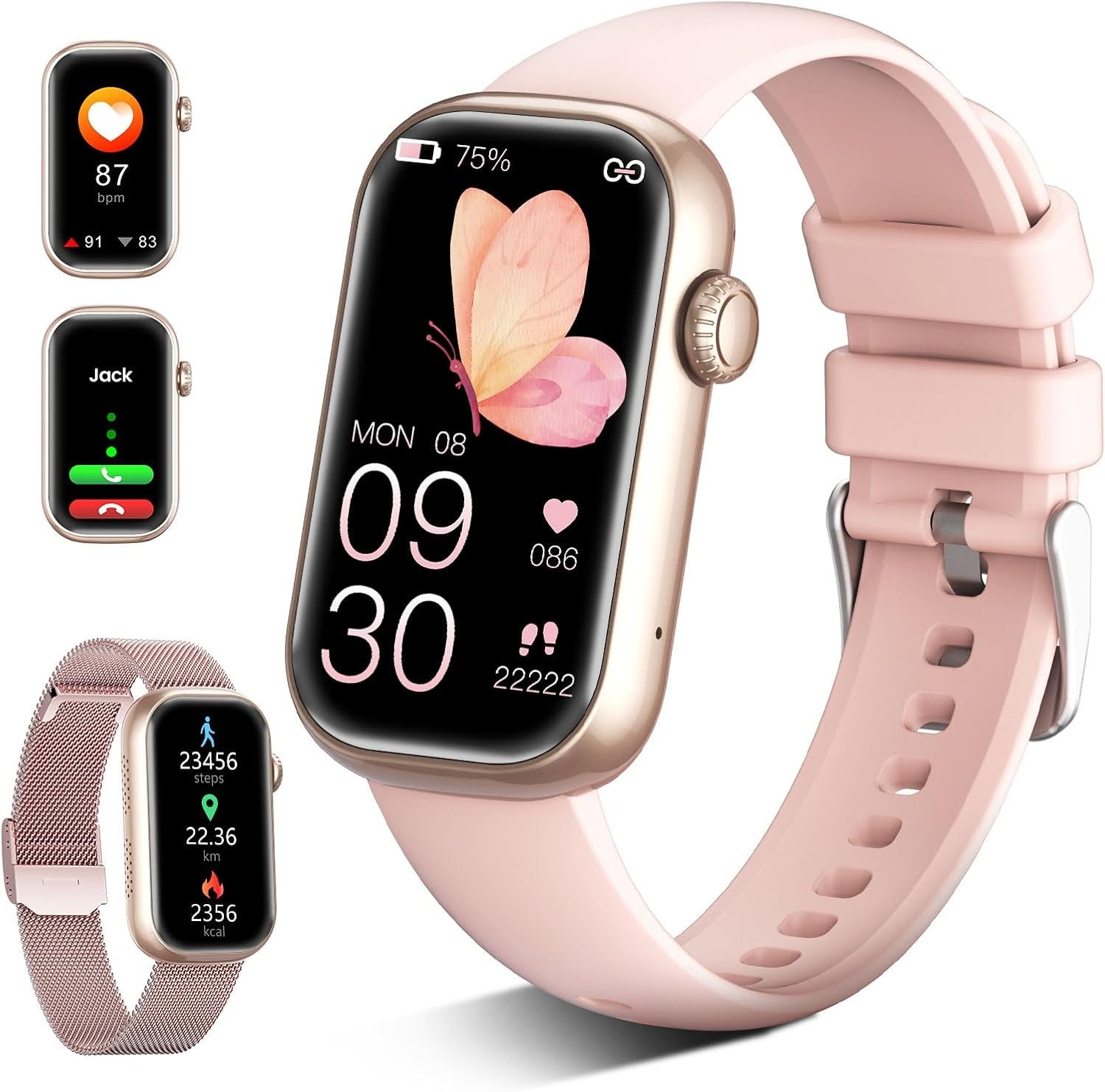 LIGE Fitness Tracker- Smart Watches for Women with 1.47″ HD, IP68 Waterproof, 7+ Days Battery, 24+ Exercises Activity Tracker Fitness Watches, Fitness Smart Watch Android iOS (Pink)