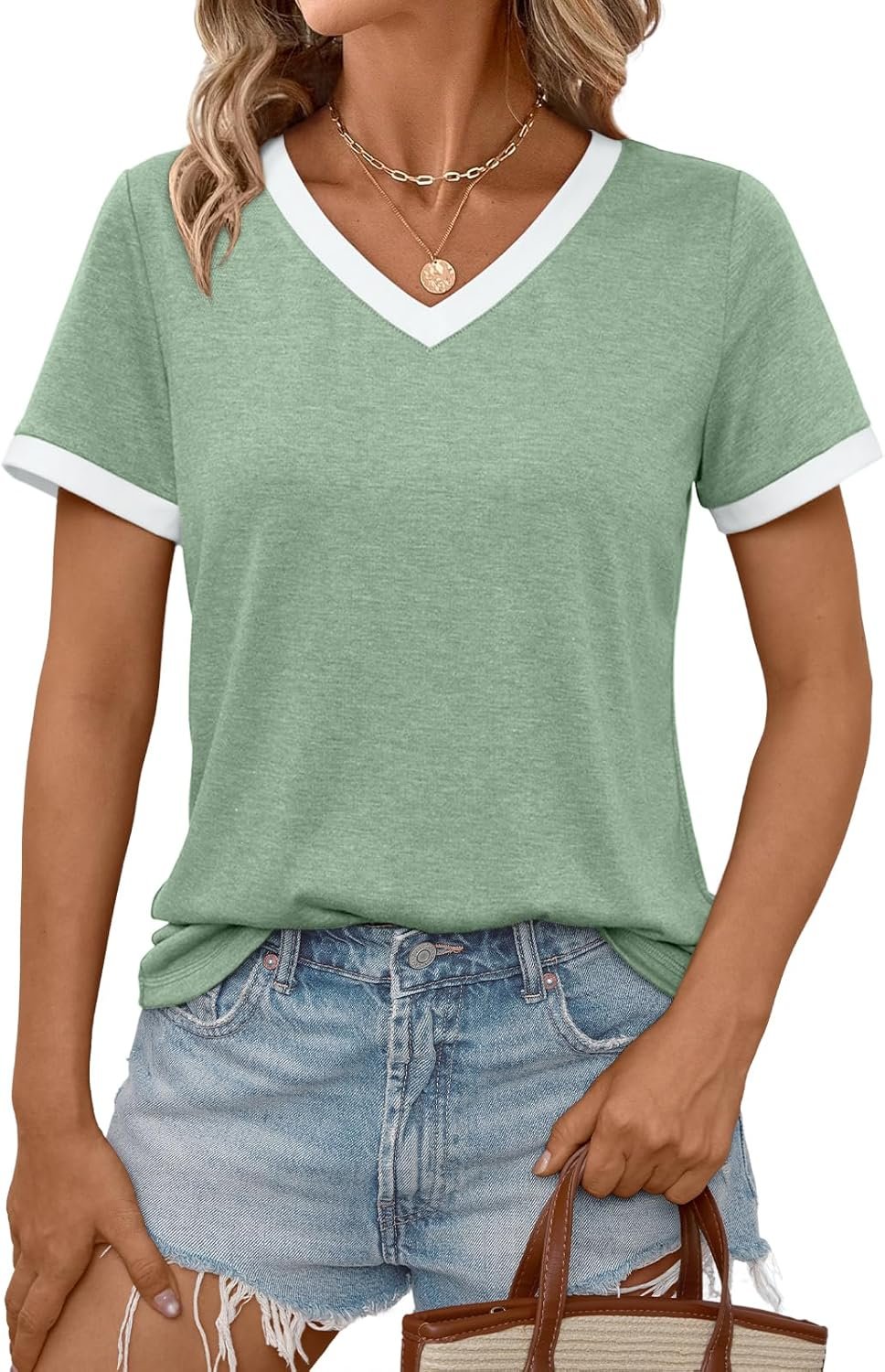 AUTOMET Womens Short Sleeve T-Shirts Summer Tops Casual Soft Tunic V Neck Basic Workout Clothes Spring Fashion Outfits 2026