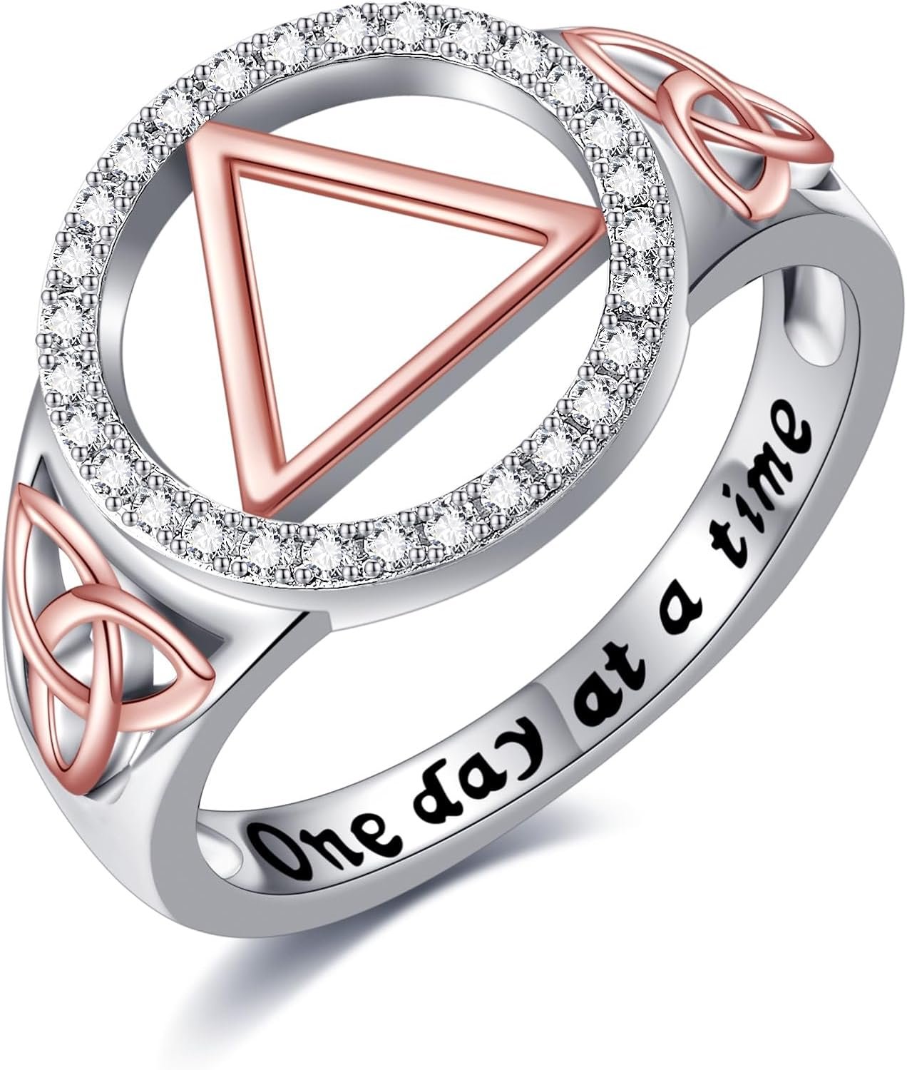 NA/AA Sobriety Gifts 925 Sterling Silver Alcoholics Anonymous Ring Celtic Stay Sober Recovery Rings Alcoholics Anonymous Gifts for Women Friend