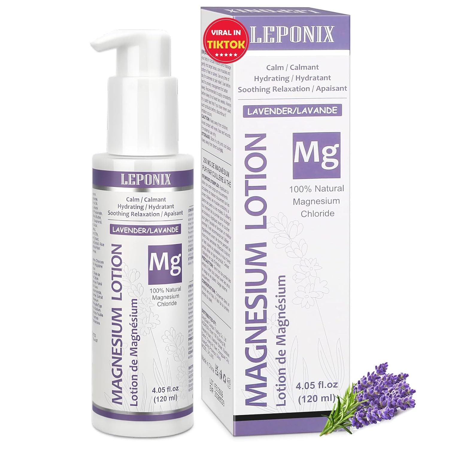 Magnesium Lotion for Sleep & Muscle Recovery – Soothing Topical Magnesium Lotion for Leg Cramps, Joint Comfort, Pain Relief – Relaxing Magnesium Body Butter for Men Women Kids (120ml, Lavender)