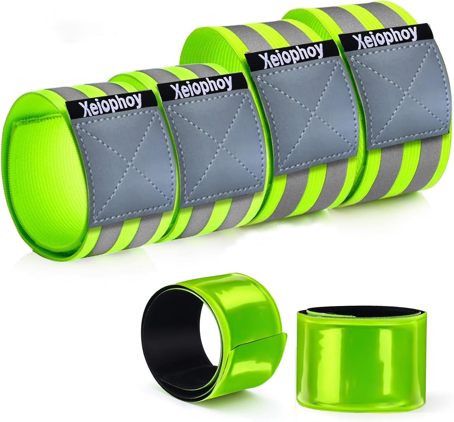 Reflective Band for Night Running Walking, 6 PCS Premium Reflective Bands for Arm/Wrist/Ankle/Leg, High Visibility Reflective Running Gear Adjustable for Men and Women