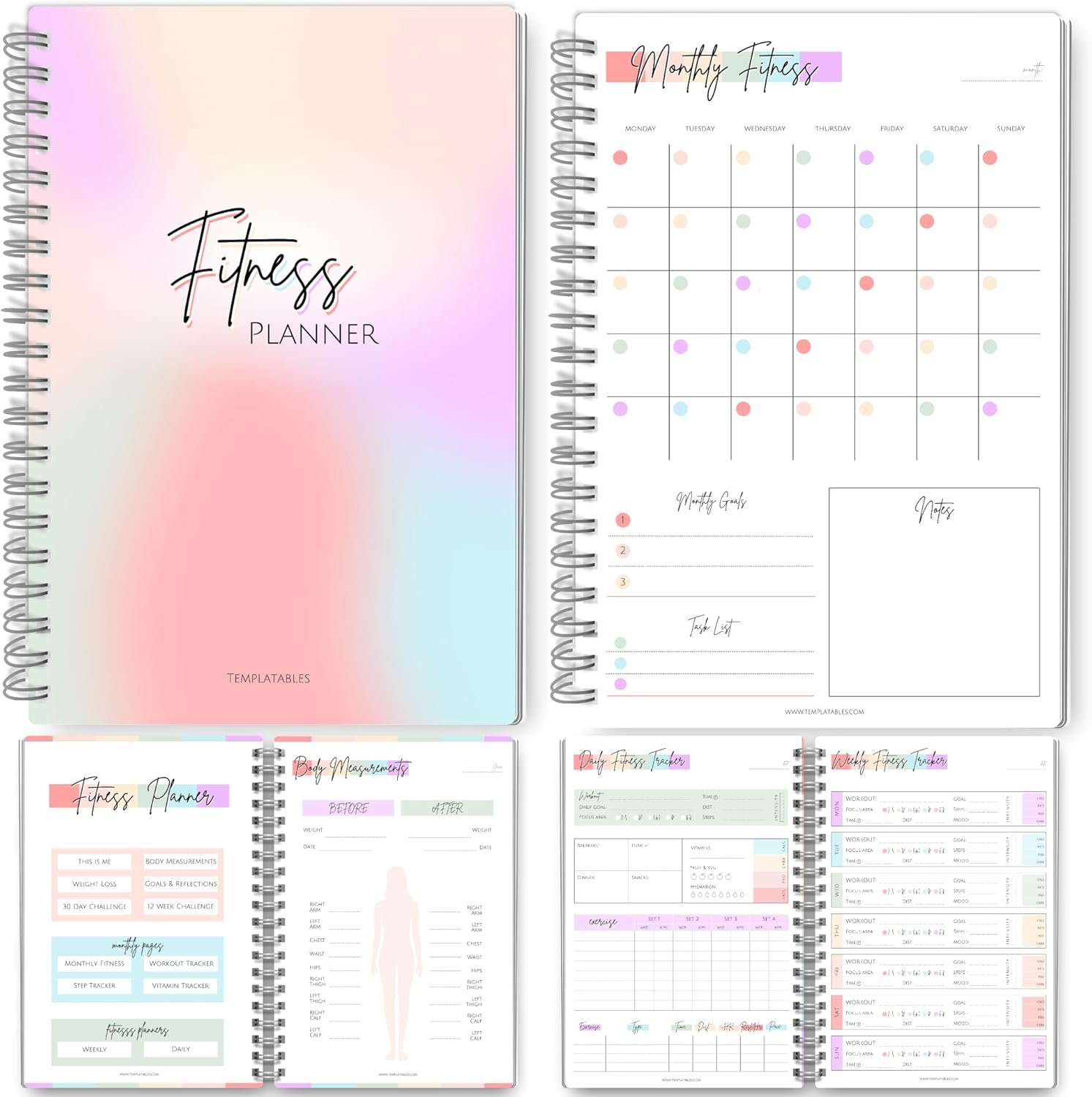 3 Month Fitness & Workout Planner for Women | Gym Journal, Weight Loss Tracker, Meal Planner, Self Care Habit Tracker | Workout & Wellness Journal | A5 (Rainbow)