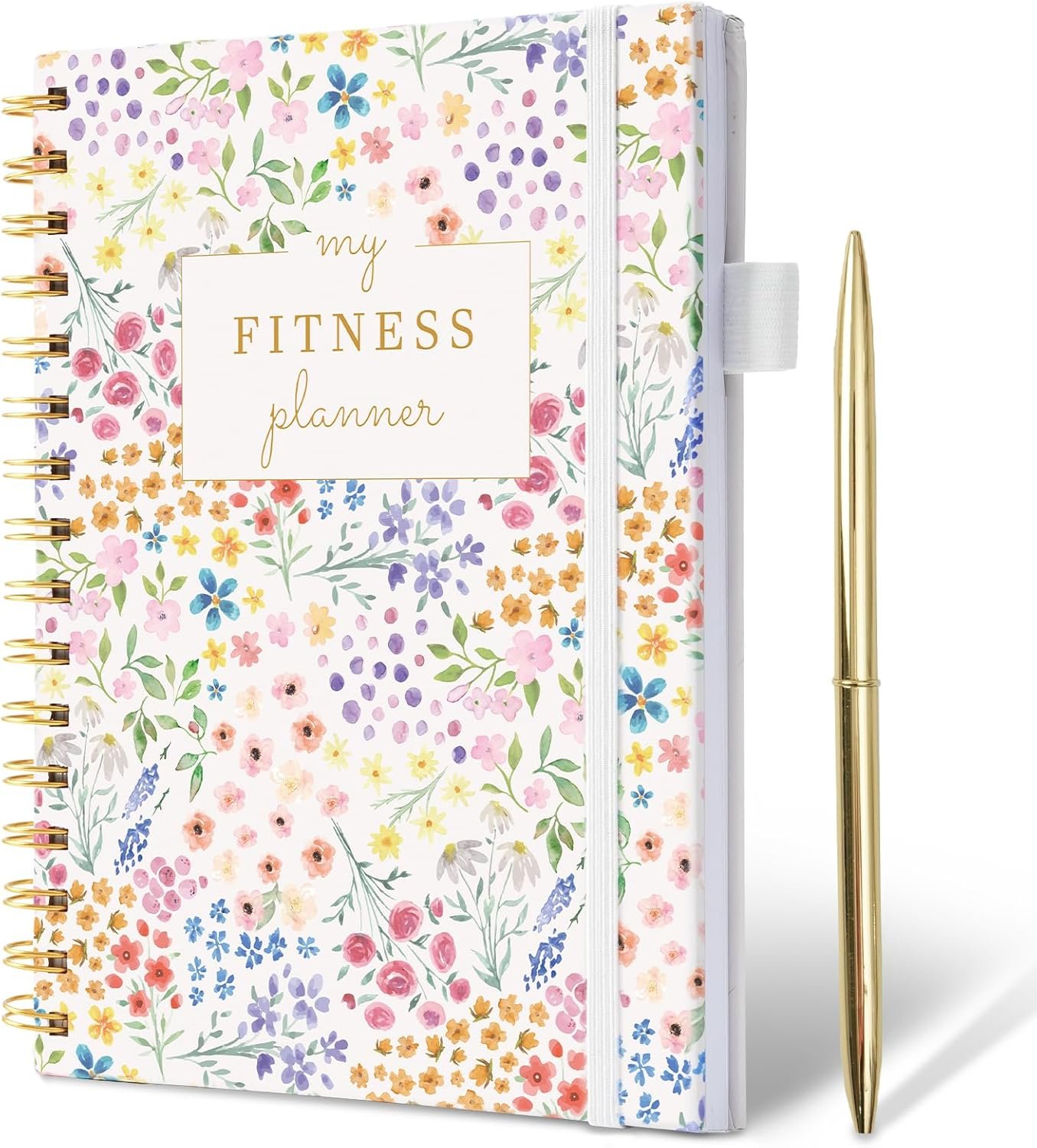 Fitness Journal for Women, Fitness Planner with Monthly Calendar, ( 8.3″ x 6″) Floral Pattern Hardcover Workout Log Book Track Training, Diet, Progress, Achieve Wellness Goals, Perfect for Fitness Enthusiast