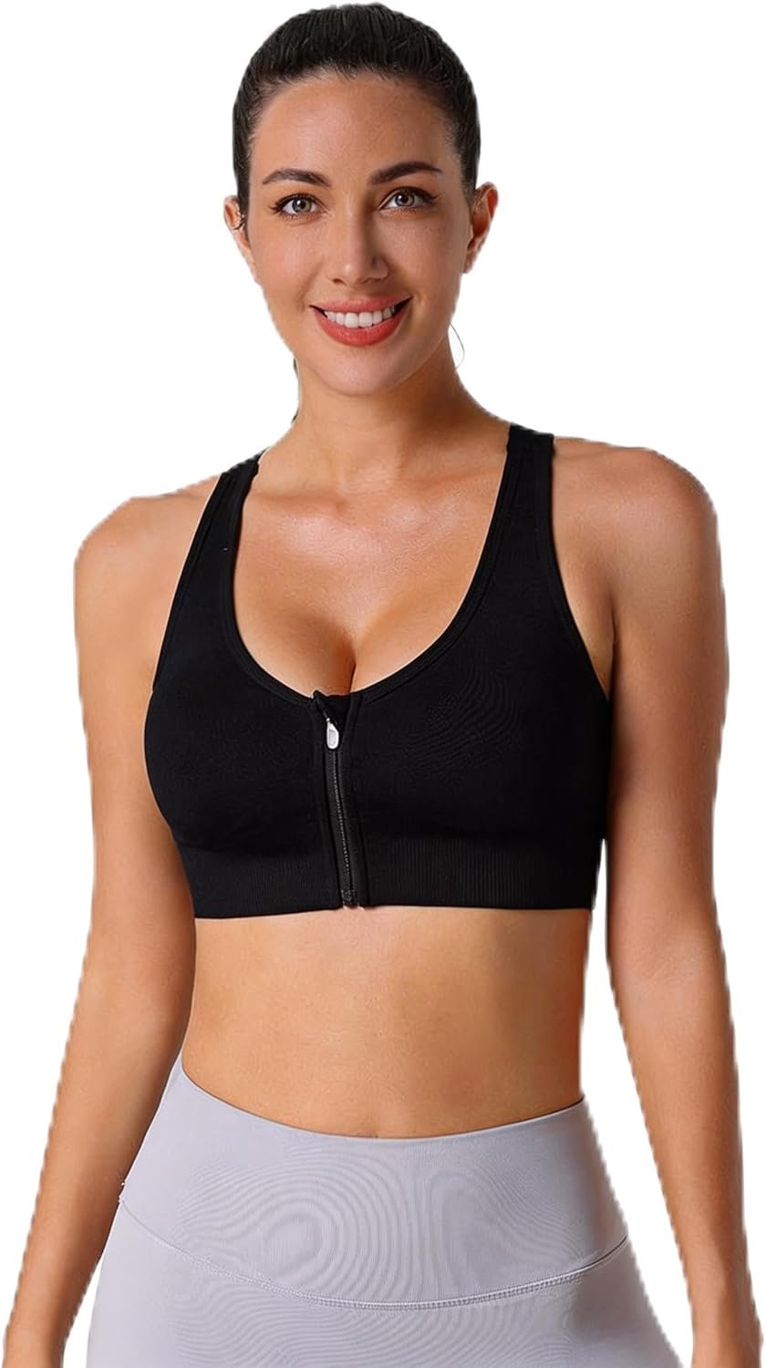 Fuqimanman2020 Women’s Seamless Ribbed Sports Bras for Women, Comfort Padded Wireless Yoga Bra for Workout Fitness Daily Wear