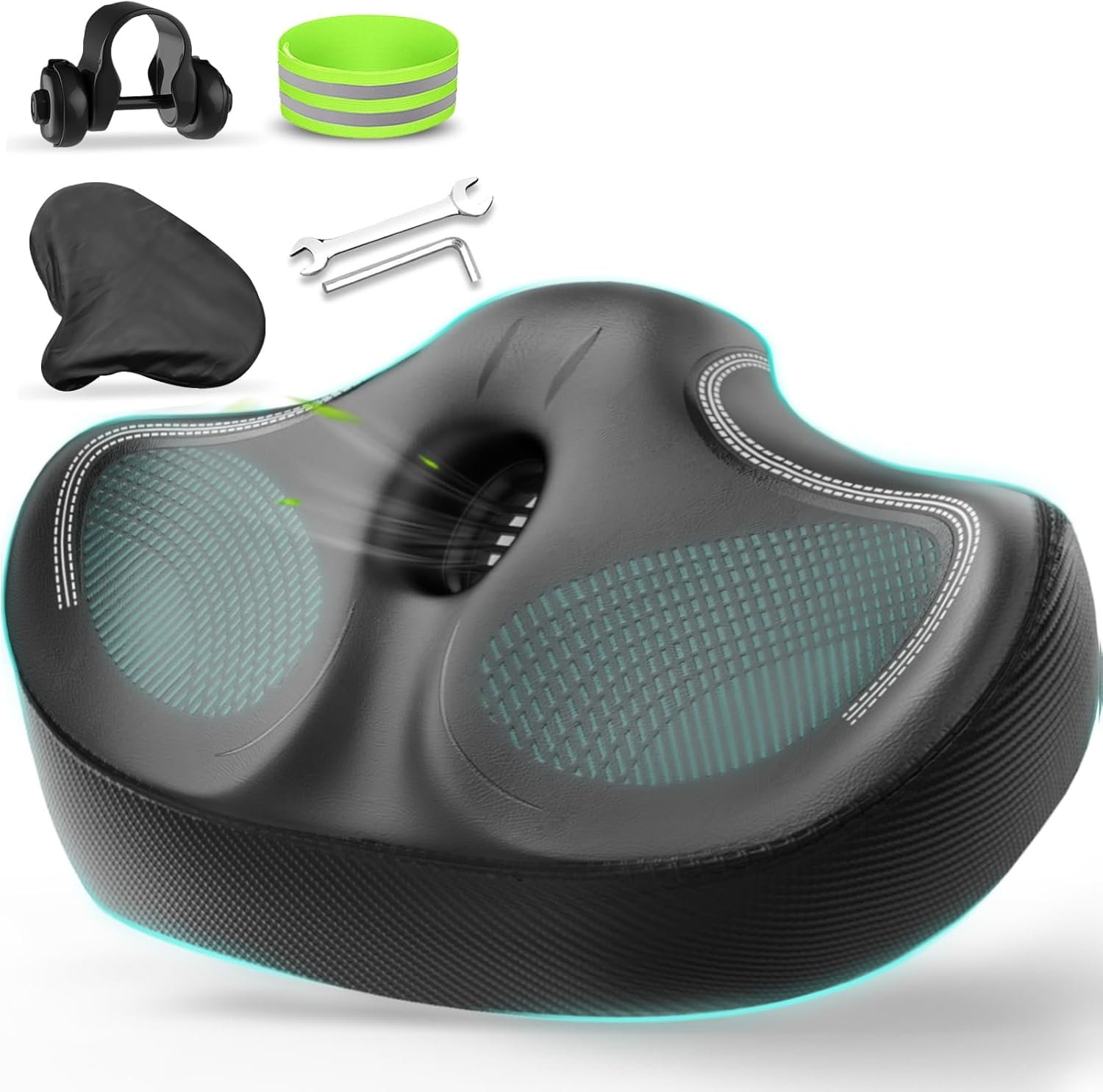 YODOTE Oversizd Bike Seat, Noseless Wide Bicycle Seats for Comfort Men & Wowen, Extra Large Exercise Bike Seats Cushion Fits Peloton Spin, Comfortable Saddle with Soft Memory Foam Padded