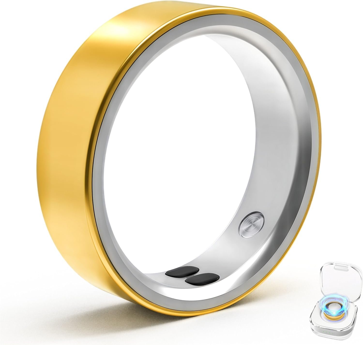 Smart Ring for Women Men,Sleep Tracking Wearable,Fitness Tracker Ring with Step/Heart Rate/Blood Oxygen/Distance/Calorie,Clock Vibration,No Subscription Fee,5ATM Waterproof, iOS&Android(Gold 8)