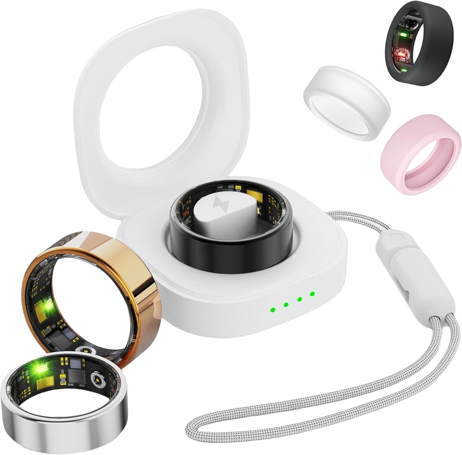 Smart Ring for Women Men, Health Fitness Tracker Rings, IP68 Waterproof, Long Lasting Batteries Sleep Ring with Charging Case and Protector, Remote Photography, No App Fees (Black, 10#)